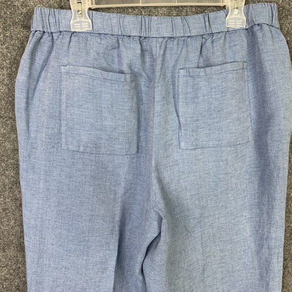 Chicos 2 T Linen Pull On Pants Blue Straight Leg Pockets Washable - Picture 5 of 10